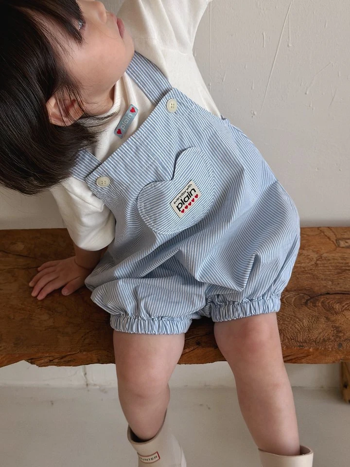 Plain - Korean Children Fashion - #littlefashionista - Heart Overalls - 3