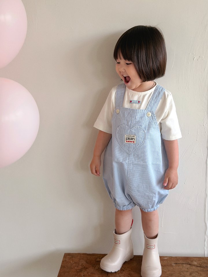 Plain - Korean Children Fashion - #toddlerclothing - Heart Overalls - 8