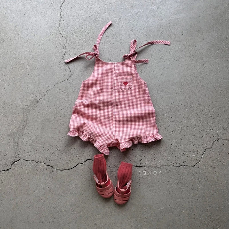 Raker - Korean Children Fashion - #kidsshorts - Heart Embroidered Jumpsuit - 5
