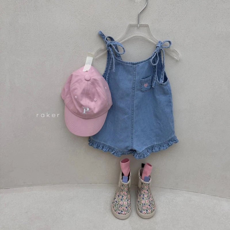 Raker - Korean Children Fashion - #kidsstore - Heart Embroidered Jumpsuit - 6