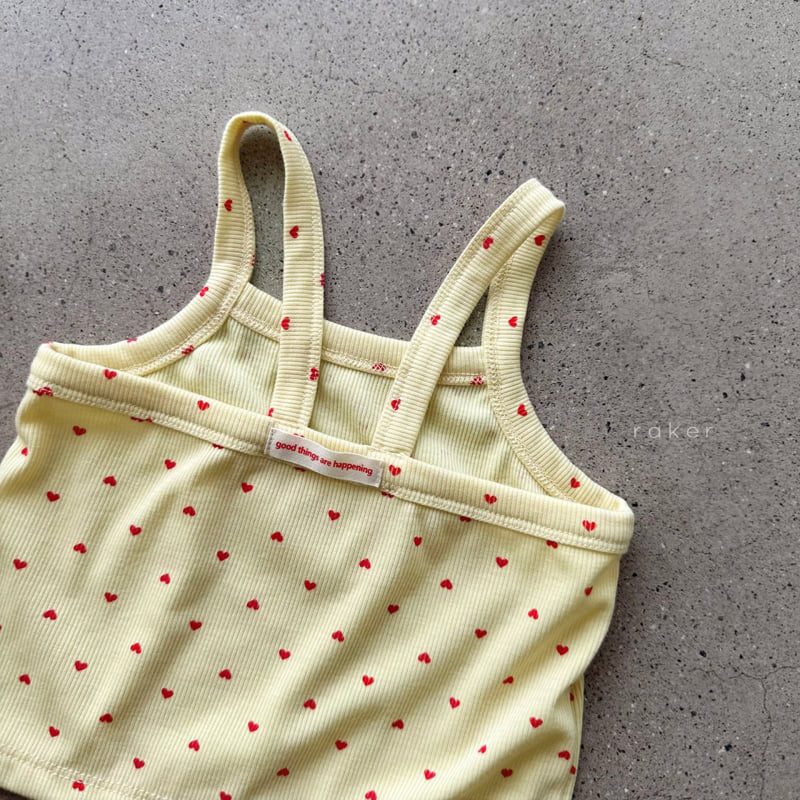 Raker - Korean Children Fashion - #stylishchildhood - Heart Ribbed Strap Sleeveless Top - 3