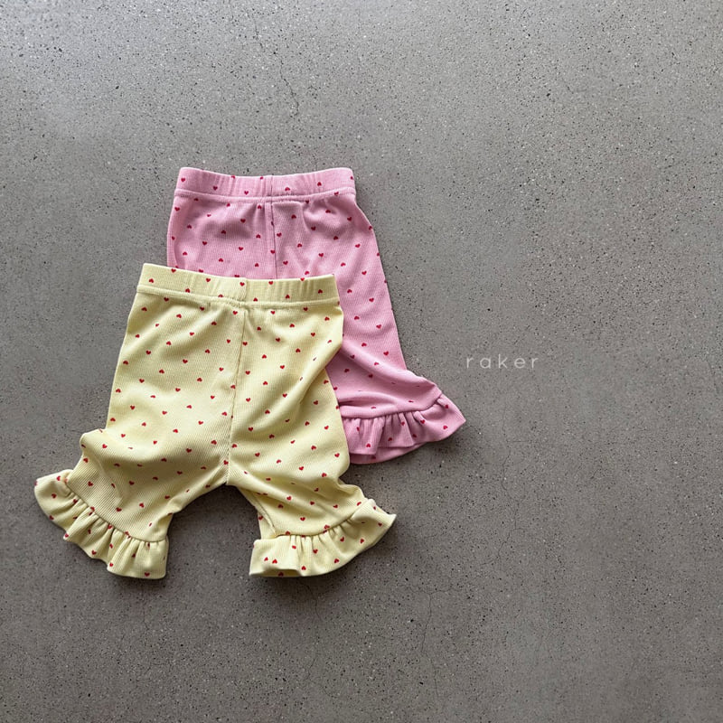 Raker - Korean Children Fashion - #todddlerfashion - Heart Frill Leggings - 2
