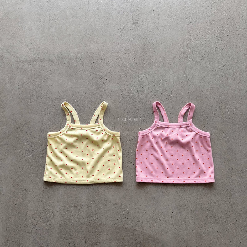 Raker - Korean Children Fashion - #todddlerfashion - Heart Ribbed Strap Sleeveless Top