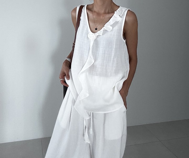 Ripple - Korean Women Fashion - #momslook - Linen-Look Vest - 10