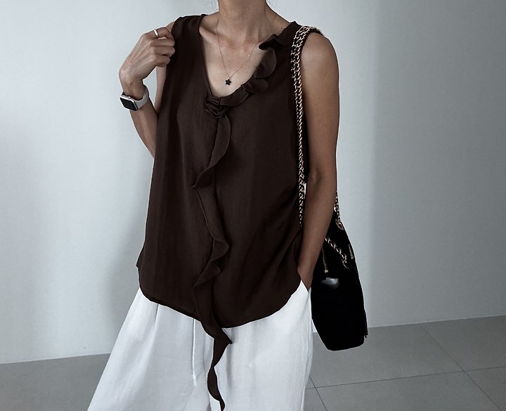 Ripple - Korean Women Fashion - #momslook - Linen-Look Vest - 12