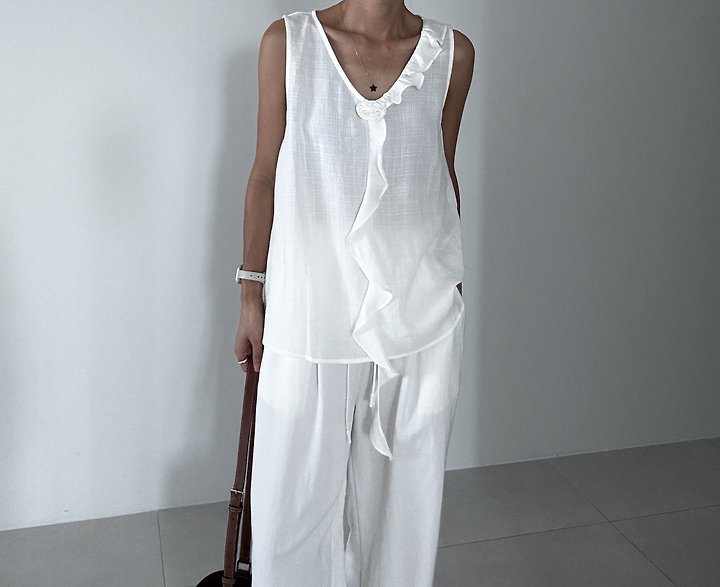 Ripple - Korean Women Fashion - #momslook - Linen-Look Vest - 6