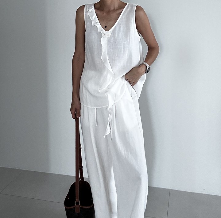 Ripple - Korean Women Fashion - #momslook - Linen-Look Vest - 8