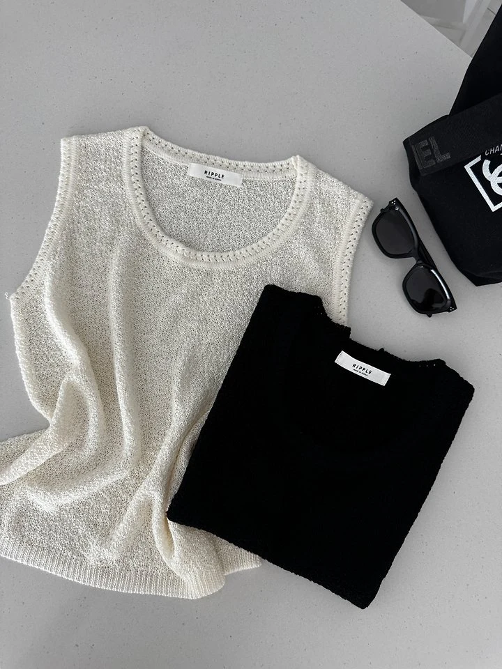 Ripple - Korean Women Fashion - #momslook - Blanc Knit Top