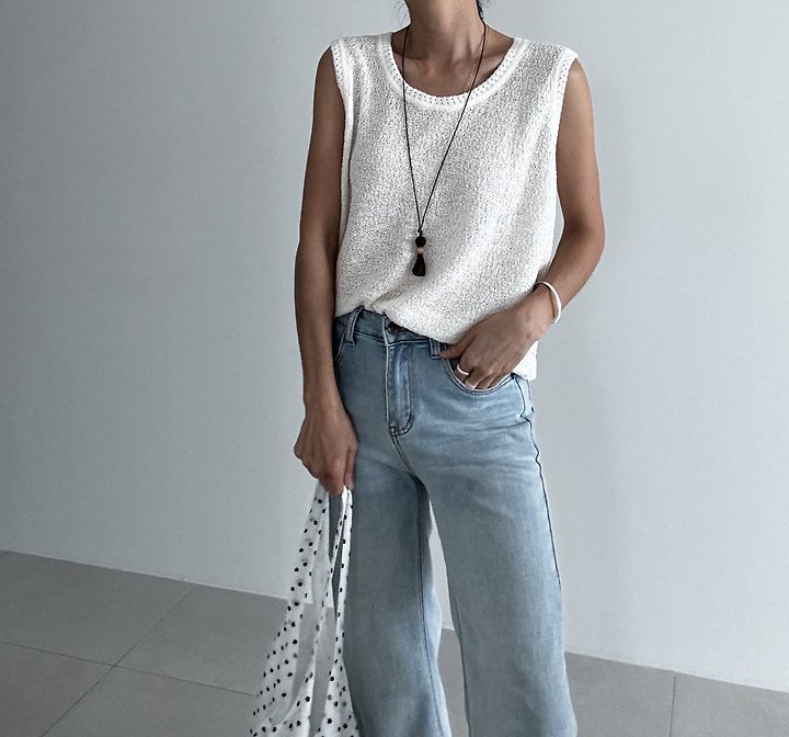 Ripple - Korean Women Fashion - #momslook - Blanc Knit Top - 3