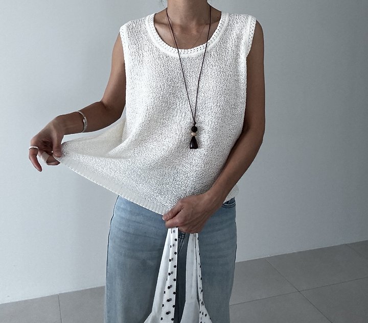 Ripple - Korean Women Fashion - #momslook - Blanc Knit Top - 5
