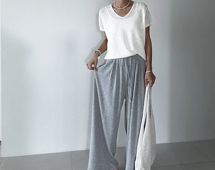 Ripple - Korean Women Fashion - #momslook - Flowy Wide-Leg Pants - 5