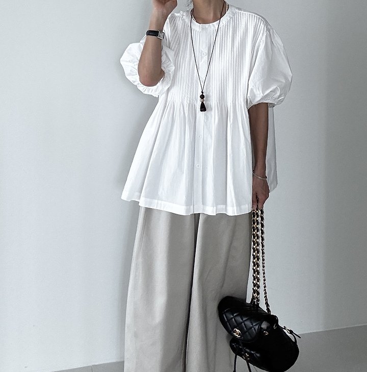 Ripple - Korean Women Fashion - #momslook - Meari Pintuck Blouse - 5