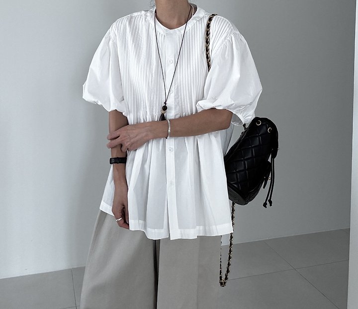 Ripple - Korean Women Fashion - #momslook - Meari Pintuck Blouse - 7