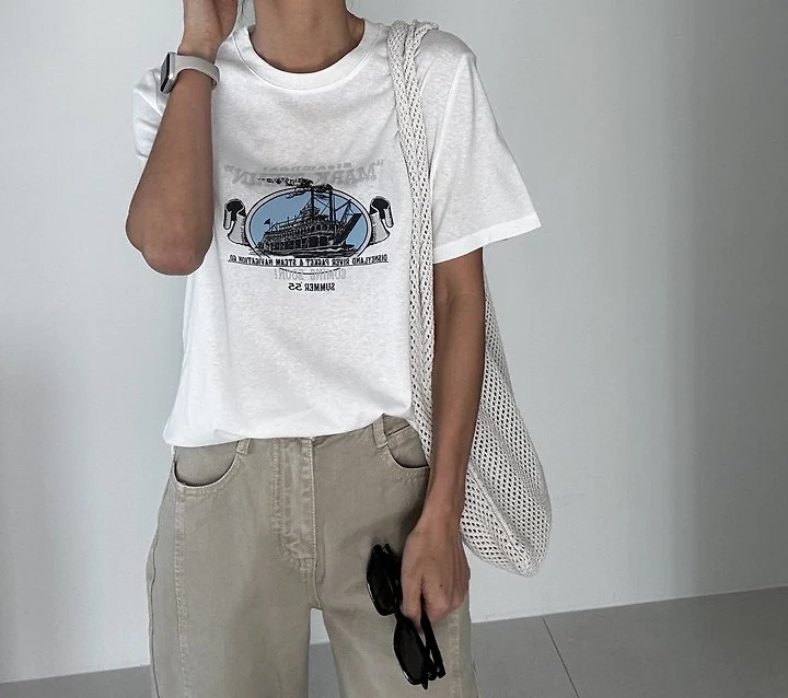 Ripple - Korean Women Fashion - #momslook - Retro Tee - 2