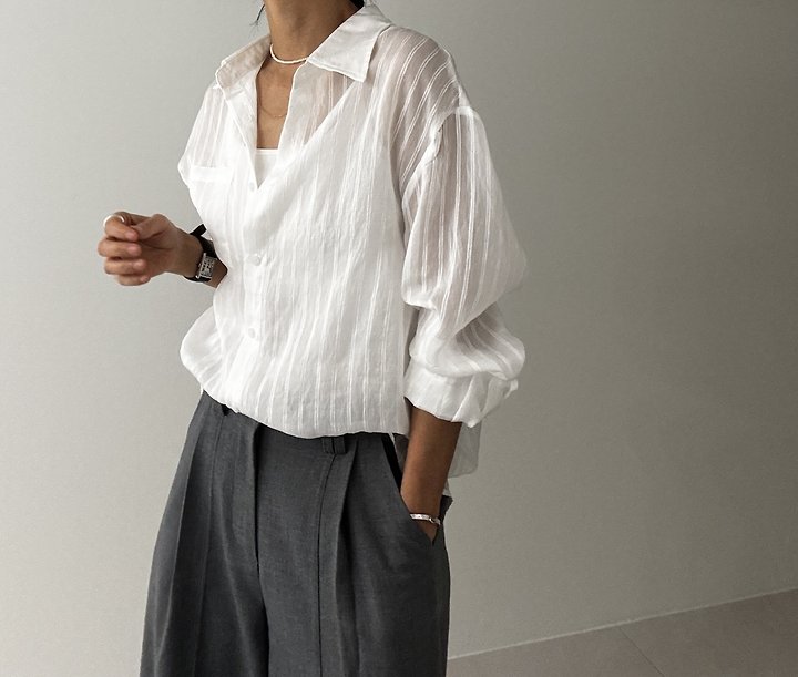 Ripple - Korean Women Fashion - #momslook - Mush Button-Down Shirt - 2