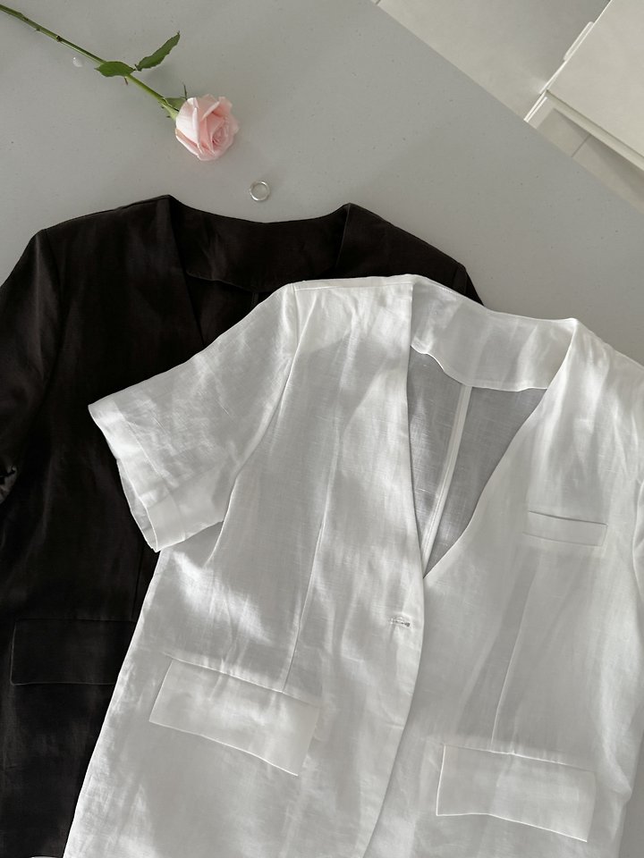 Ripple - Korean Women Fashion - #momslook - Bijou Linen Jacket