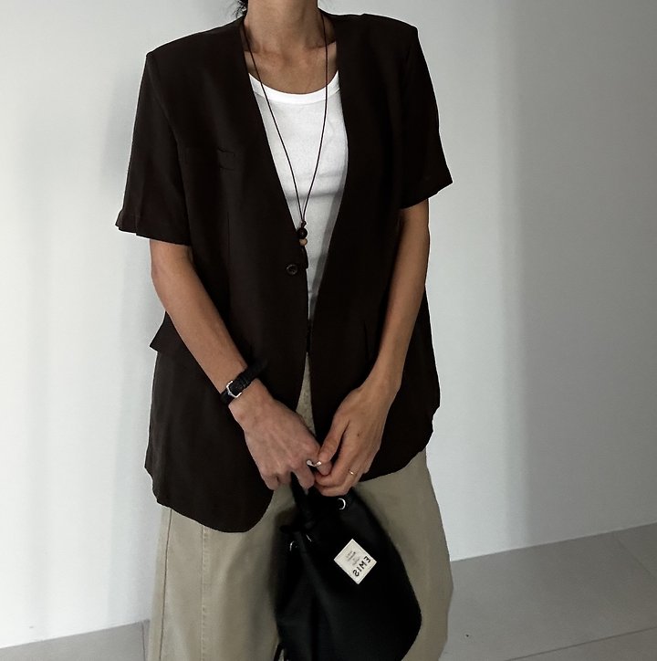 Ripple - Korean Women Fashion - #momslook - Bijou Linen Jacket - 4