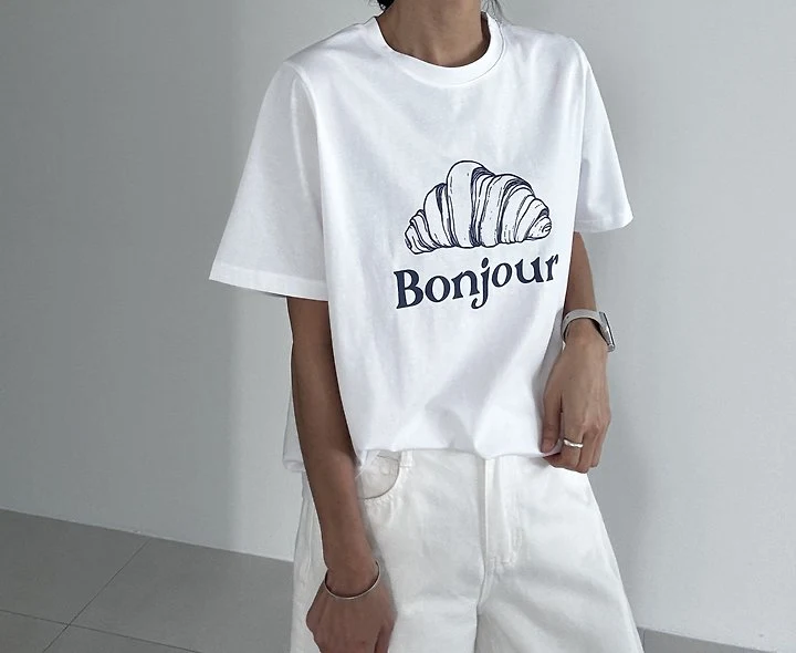 Ripple - Korean Women Fashion - #momslook - Croissant Tee - 7