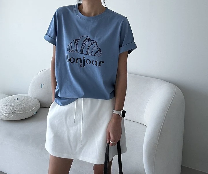 Ripple - Korean Women Fashion - #momslook - Croissant Tee - 9