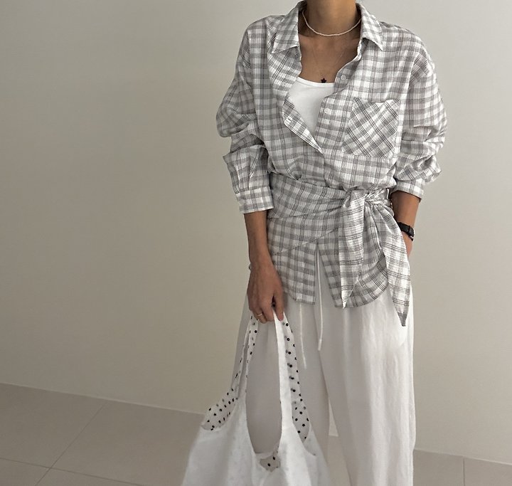 Ripple - Korean Women Fashion - #momslook - Modern Check Shirt - 2