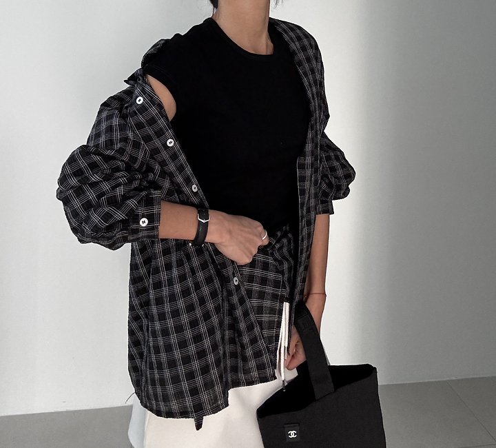 Ripple - Korean Women Fashion - #momslook - Modern Check Shirt - 6
