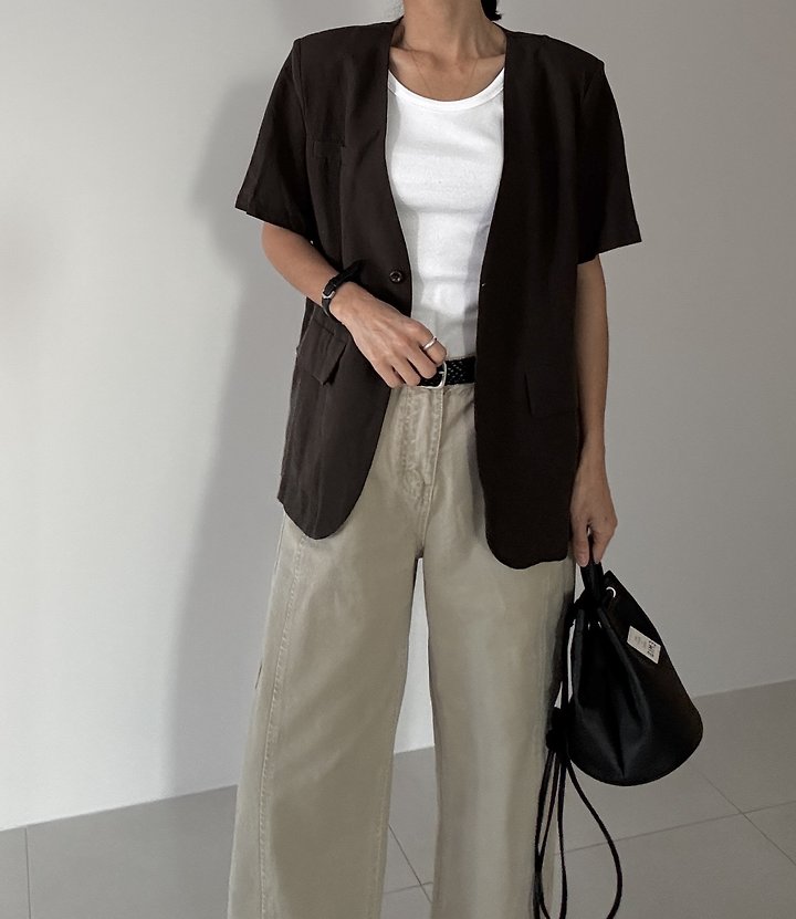 Ripple - Korean Women Fashion - #restrostyle - Bijou Linen Jacket - 10