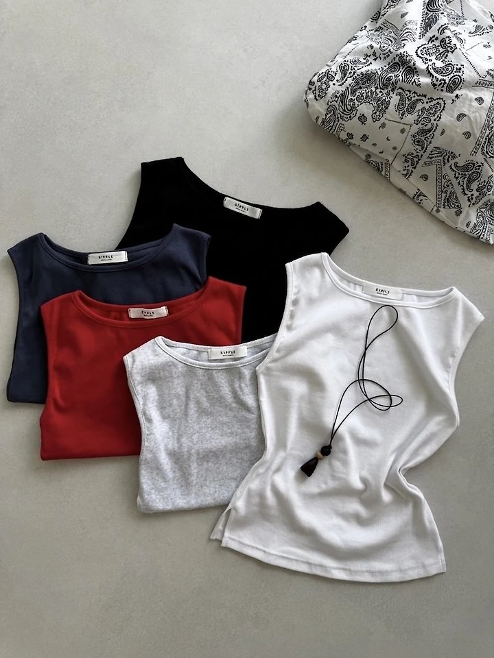 Ripple - Korean Women Fashion - #restrostyle - Nose Sleeveless Top