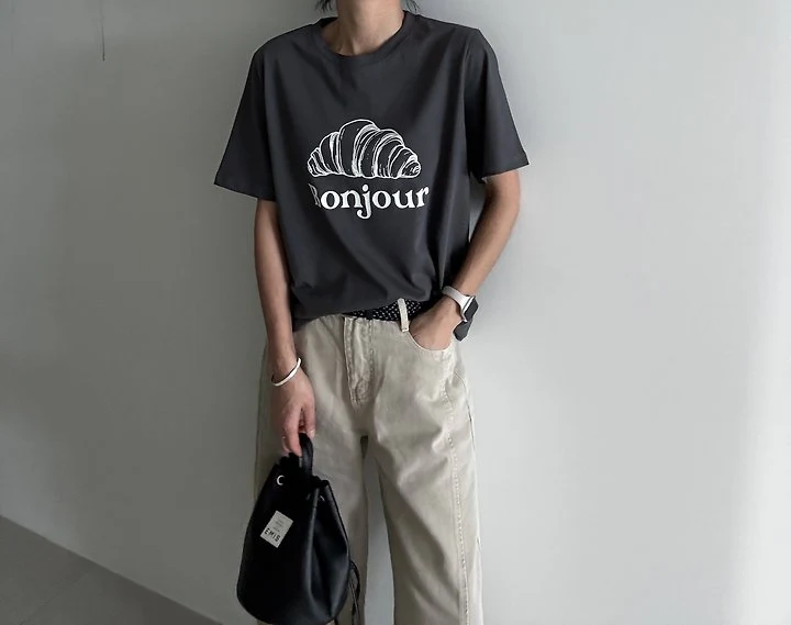 Ripple - Korean Women Fashion - #romanticstyle - Croissant Tee - 3
