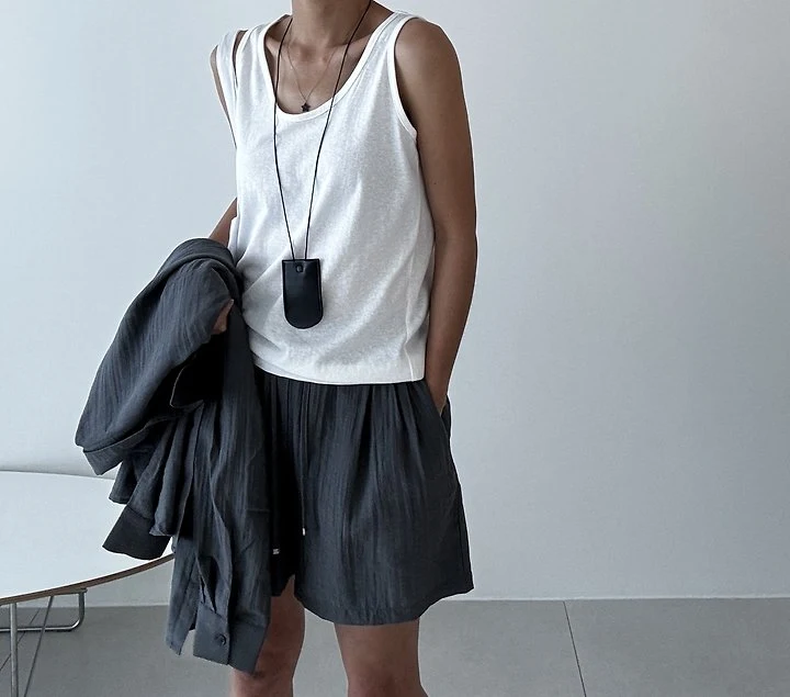 Ripple - Korean Women Fashion - #shopsmall - Scoop Neck Mercerized Sleeveless Top - 8