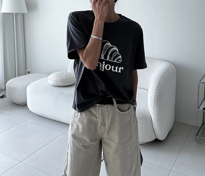 Ripple - Korean Women Fashion - #romanticstyle - Croissant Tee - 4