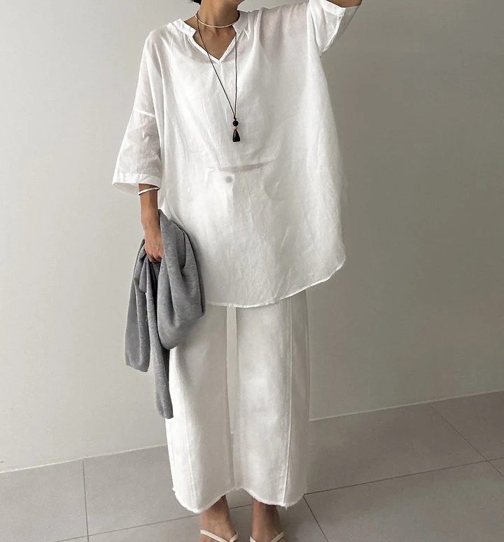 Ripple - Korean Women Fashion - #thatsdarling - Mandarin Collar Shirt