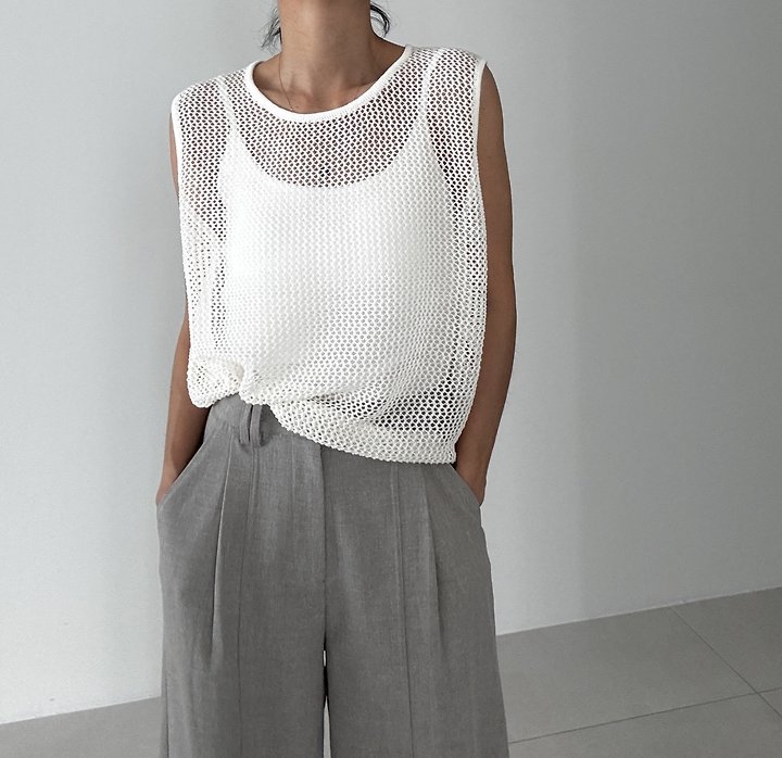 Ripple - Korean Women Fashion - #vintagekidsstyle - Line Sleeveless Top - 6