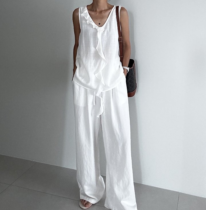 Ripple - Korean Women Fashion - #womensfashion - Linen-Look Vest - 11