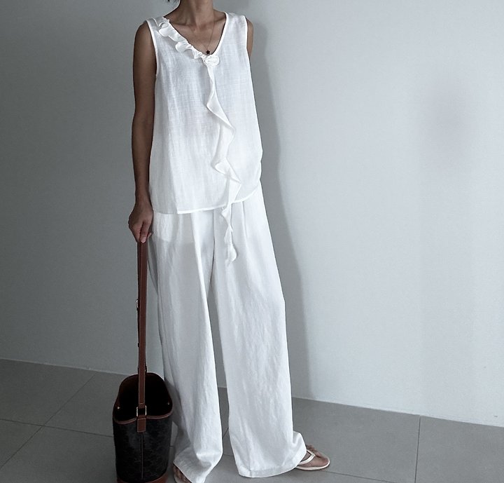 Ripple - Korean Women Fashion - #womensfashion - Linen-Look Vest - 5