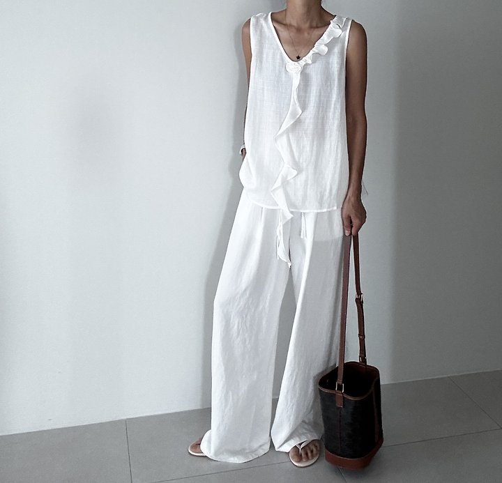Ripple - Korean Women Fashion - #womensfashion - Linen-Look Vest - 7