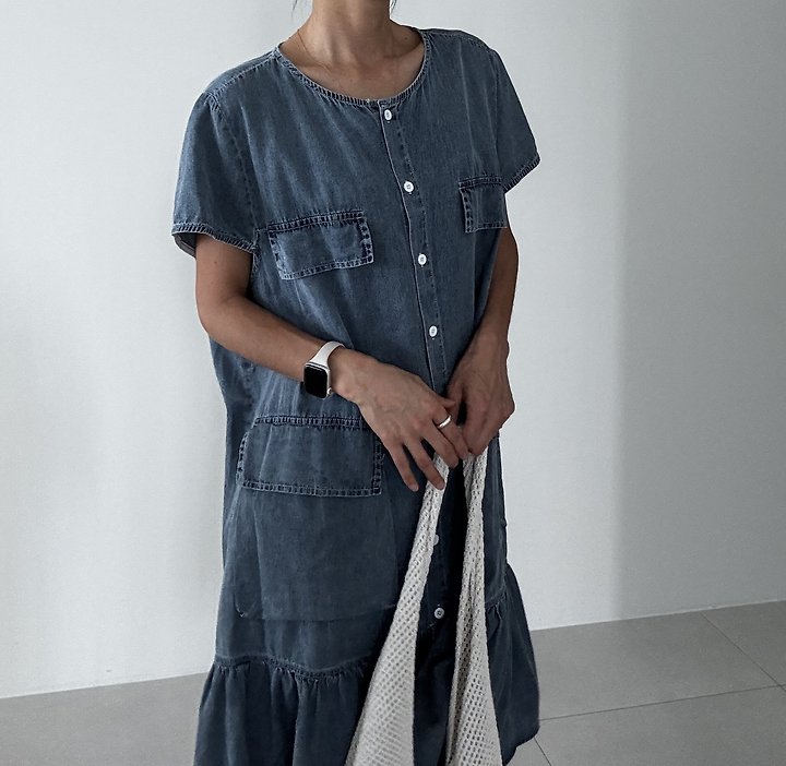 Ripple - Korean Women Fashion - #womensfashion - Ruffled Tencel Denim Dress - 6