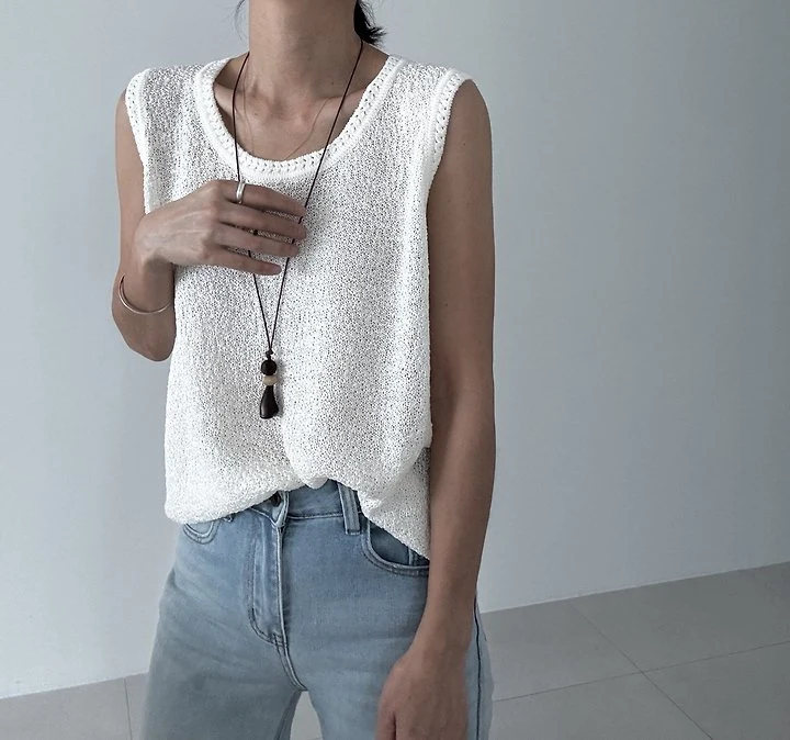 Ripple - Korean Women Fashion - #momslook - Blanc Knit Top - 4