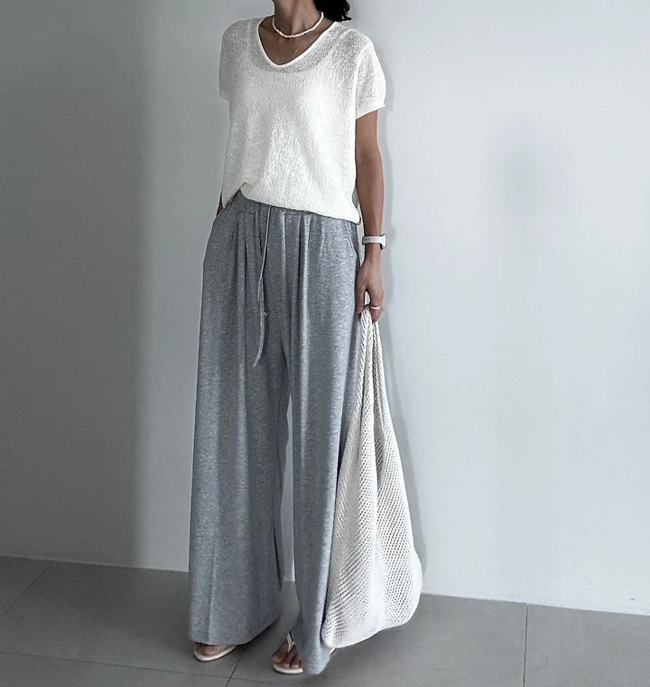 Ripple - Korean Women Fashion - #momslook - Flowy Wide-Leg Pants - 4