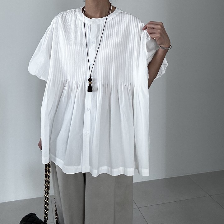 Ripple - Korean Women Fashion - #momslook - Meari Pintuck Blouse - 4
