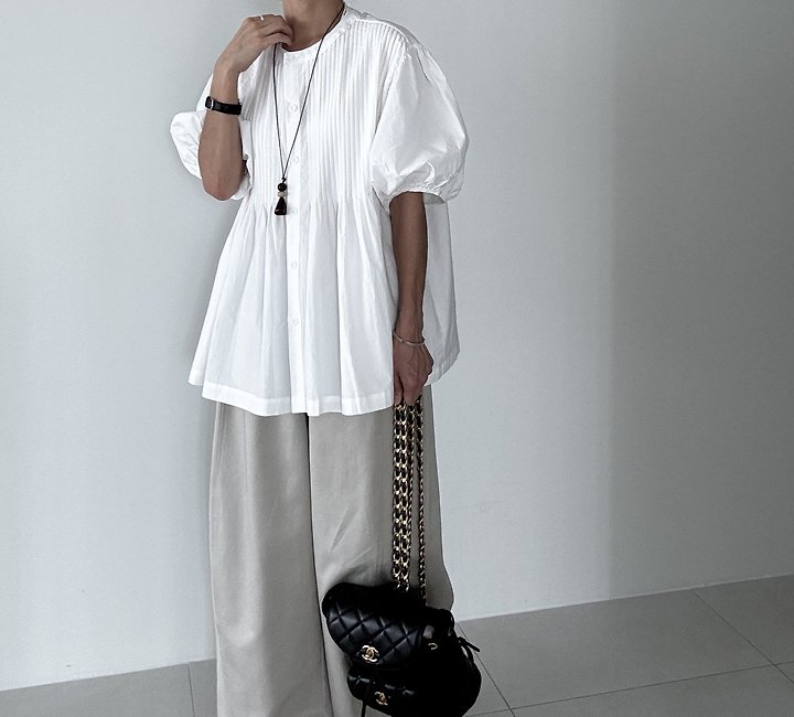 Ripple - Korean Women Fashion - #womensfashion - Meari Pintuck Blouse - 6