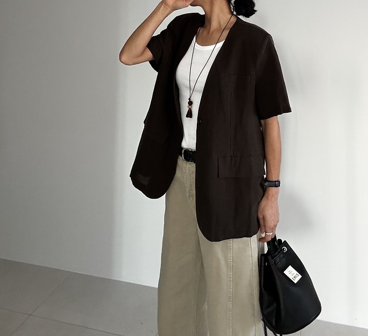 Ripple - Korean Women Fashion - #womensfashion - Bijou Linen Jacket - 6