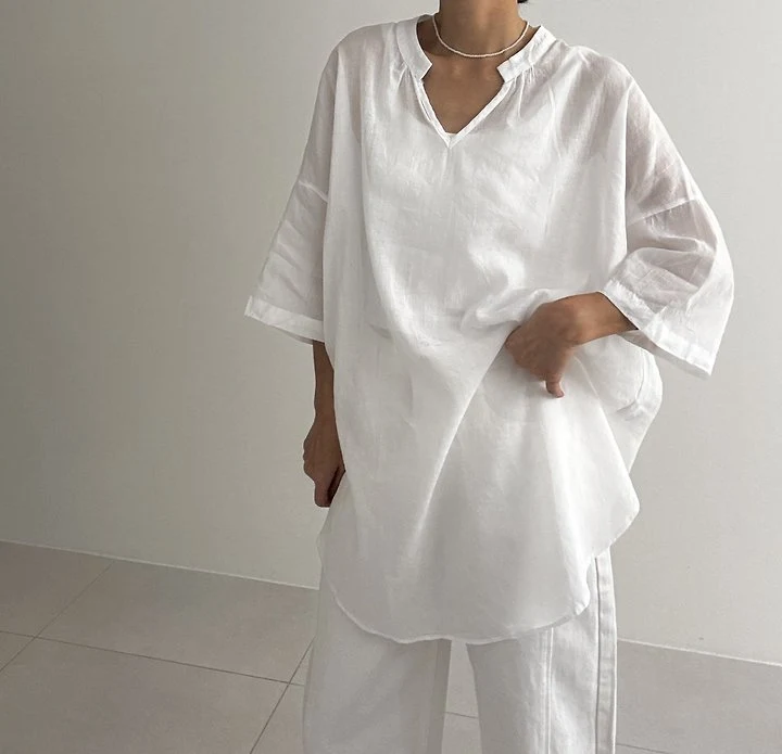 Ripple - Korean Women Fashion - #momslook - Mandarin Collar Shirt - 4