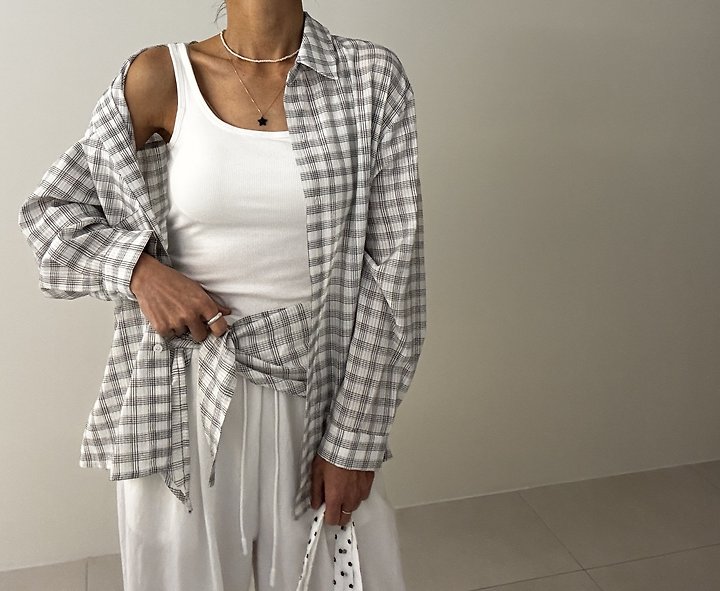 Ripple - Korean Women Fashion - #womensfashion - Modern Check Shirt
