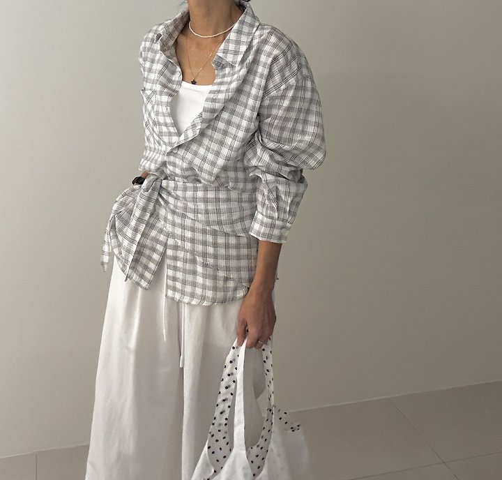 Ripple - Korean Women Fashion - #womensfashion - Modern Check Shirt - 3
