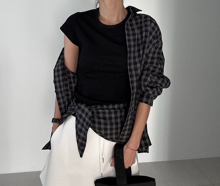 Ripple - Korean Women Fashion - #womensfashion - Modern Check Shirt - 5