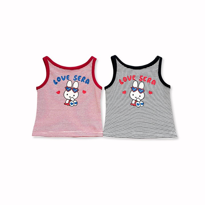 Sera - Korean Children Fashion - #childofig - Love Stripe Sleeveless Top