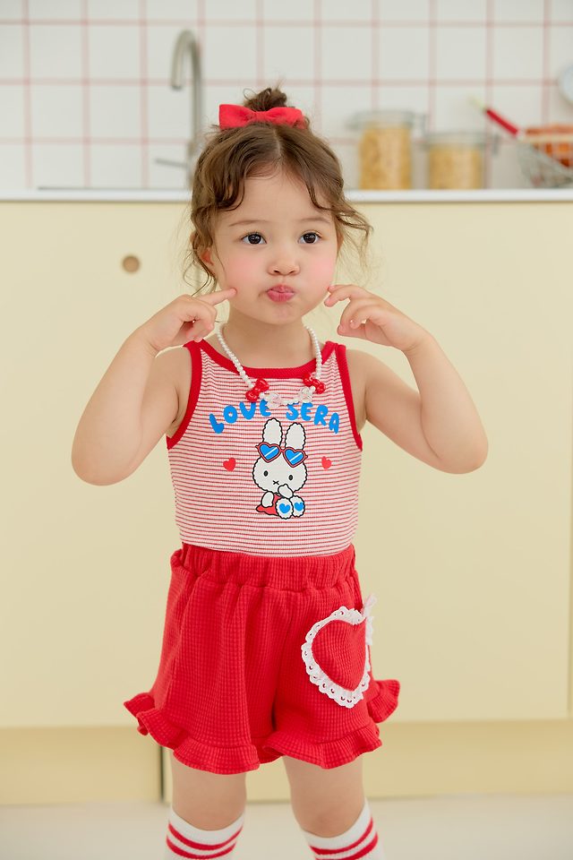 Sera - Korean Children Fashion - #discoveringself - Love Stripe Sleeveless Top - 5