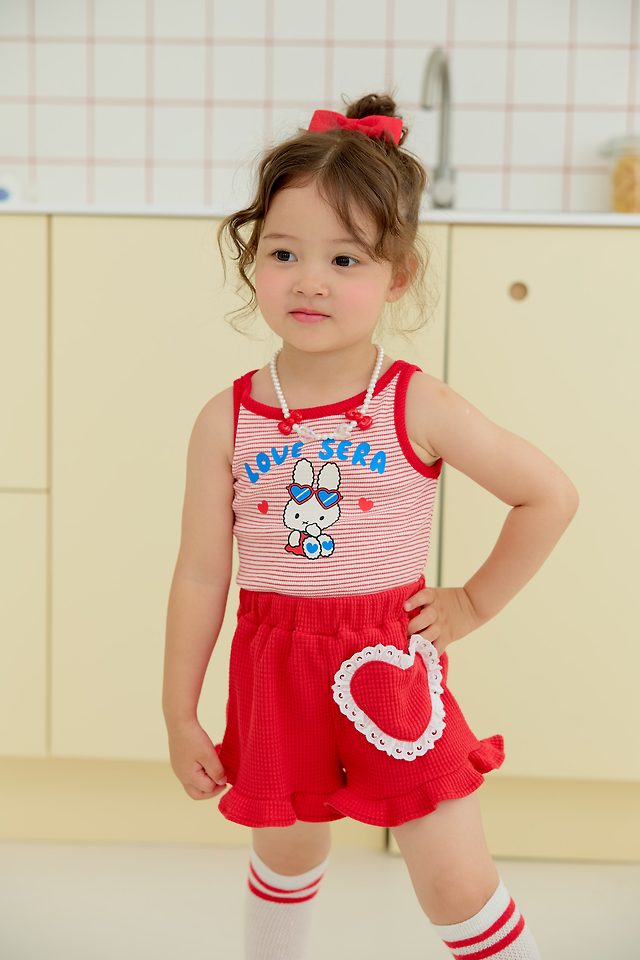 Sera - Korean Children Fashion - #kidsshorts - Love Stripe Sleeveless Top - 7