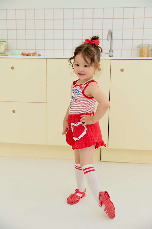Sera - Korean Children Fashion - #kidsstore - Love Stripe Sleeveless Top - 8