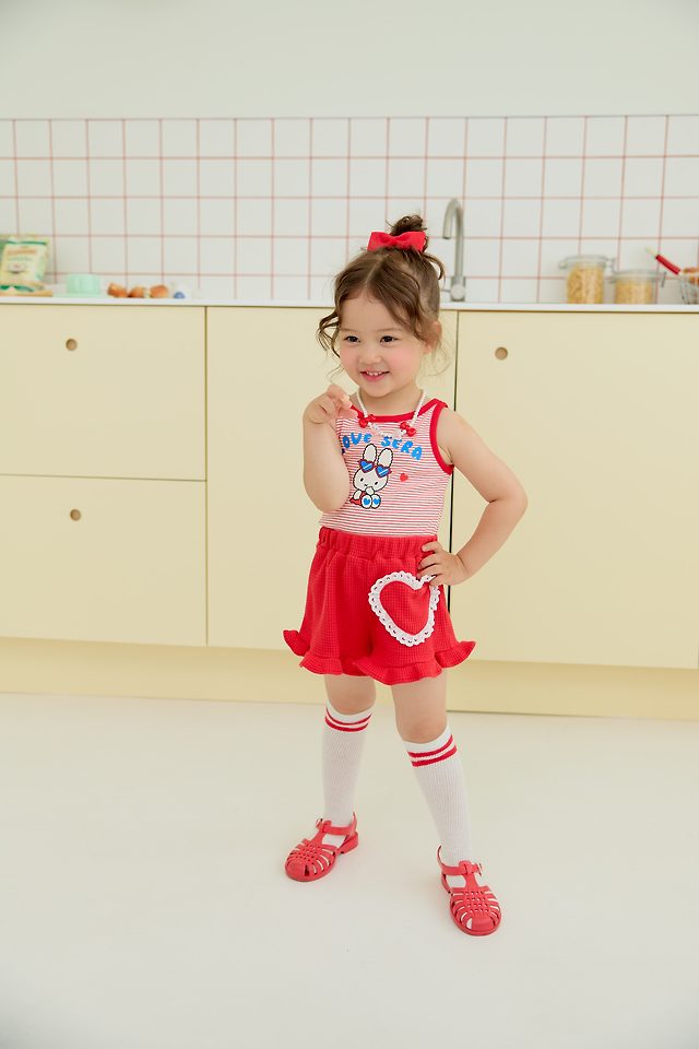 Sera - Korean Children Fashion - #kidzfashiontrend - Love Stripe Sleeveless Top - 9